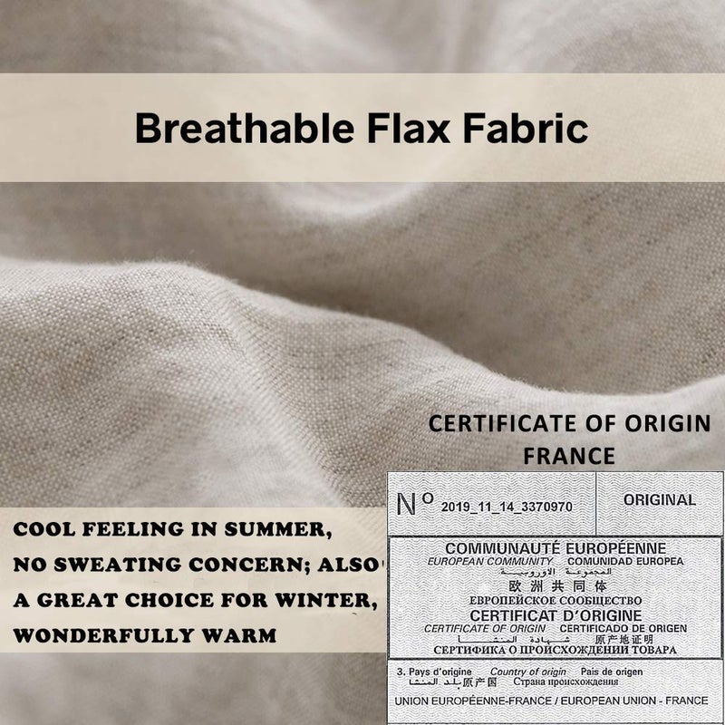 Simple&Opulence 100% Linen Duvet Cover Set with Embroidery Border Washed - 3 Pieces (1 Duvet Cover with 2 Pillow Shams) with Button Closure Soft Breathable Farmhouse - Linen, Queen Size - Image 2
